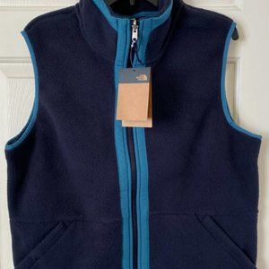 The North Face Carbondale Soft Sherpa Fleece Full Zip Vest Jacket Aviator Navy